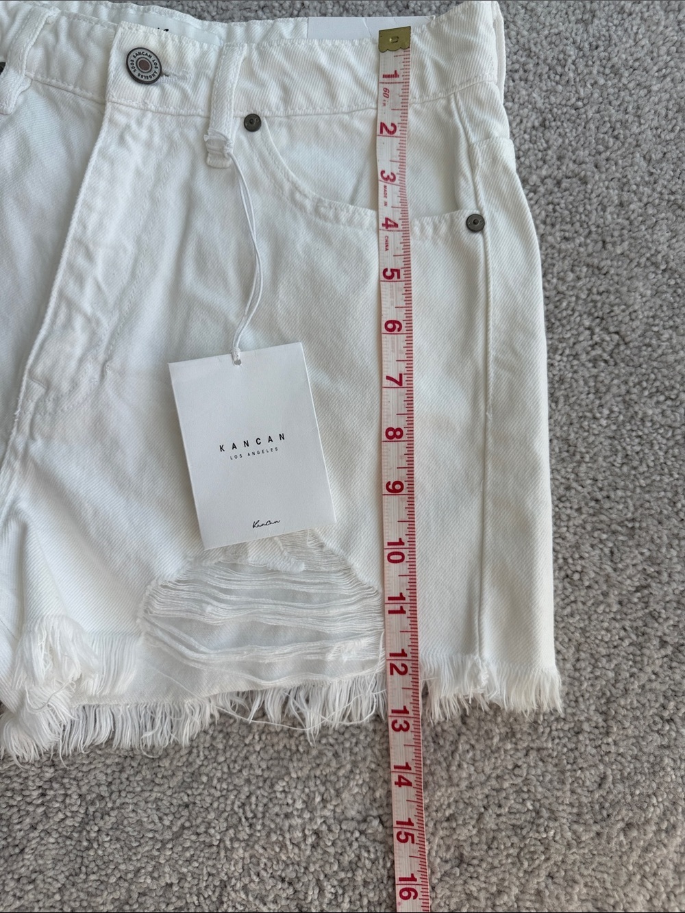 KanCan White Distressed High-Rise Denim Shorts - Picture 6 of 6